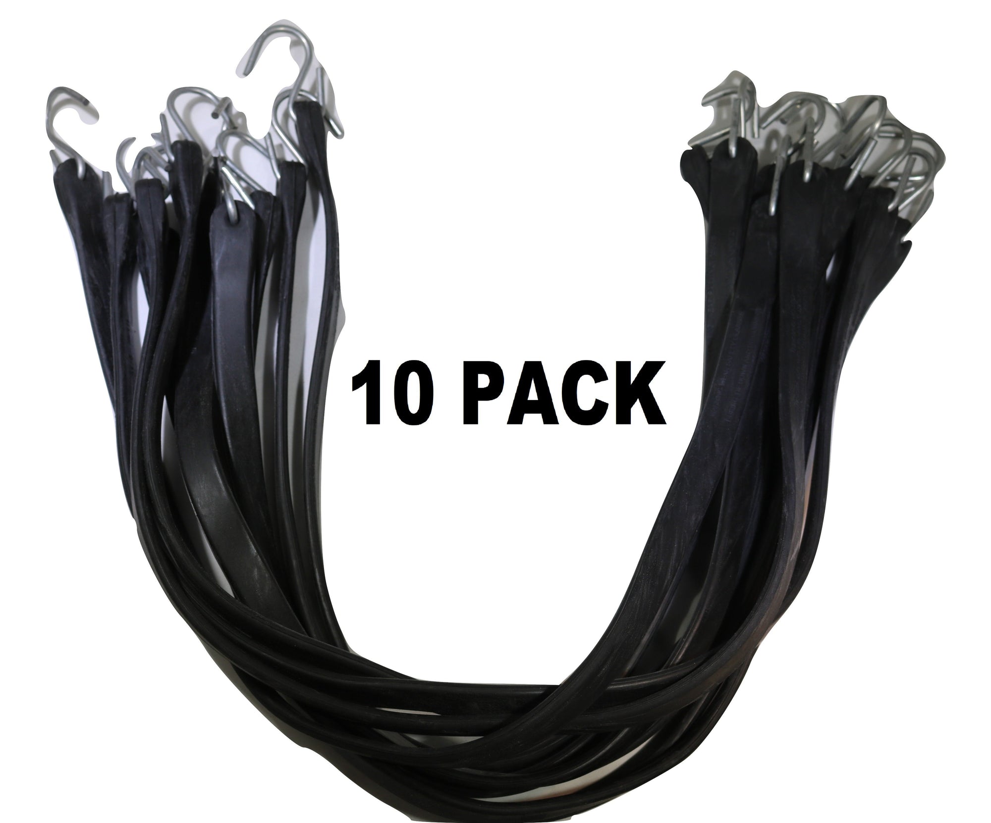 Rubber Tarp Straps w/ Crimped S Hooks | 10 PACK | LENGTH OPTIONS
