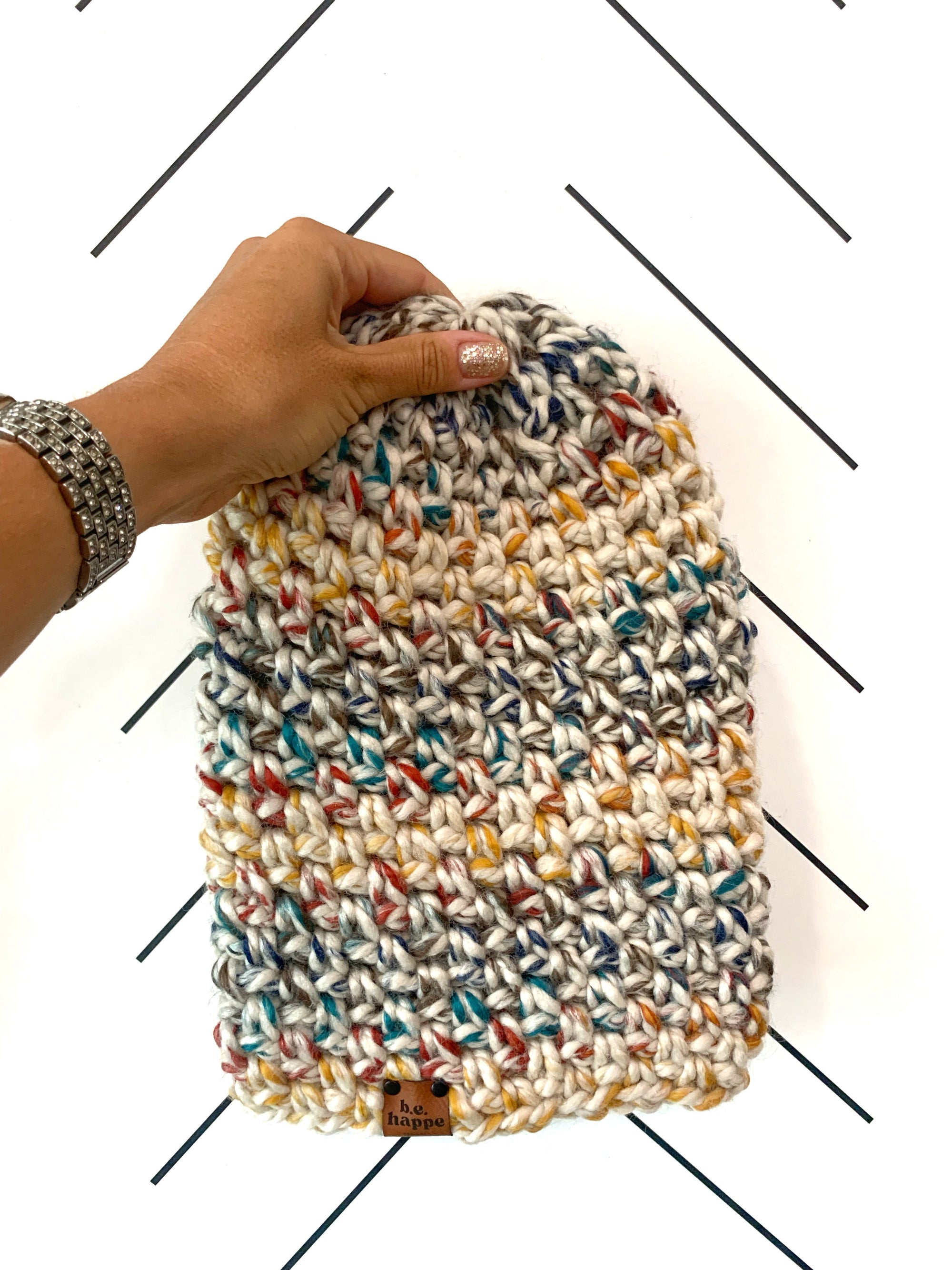 Crochet Simple Slouch Hat | Rainbow Slouchy Beanie