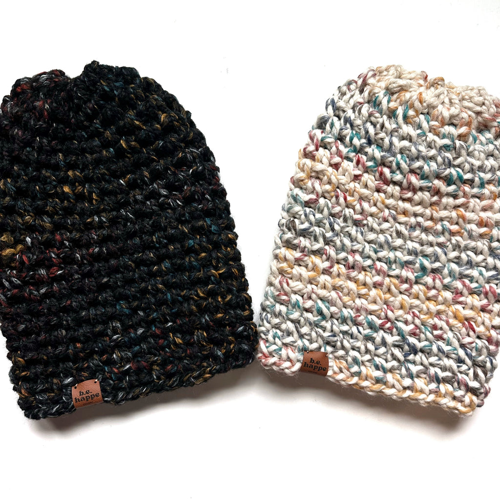 Crochet Simple Slouch Hat | Rainbow Slouchy Beanie