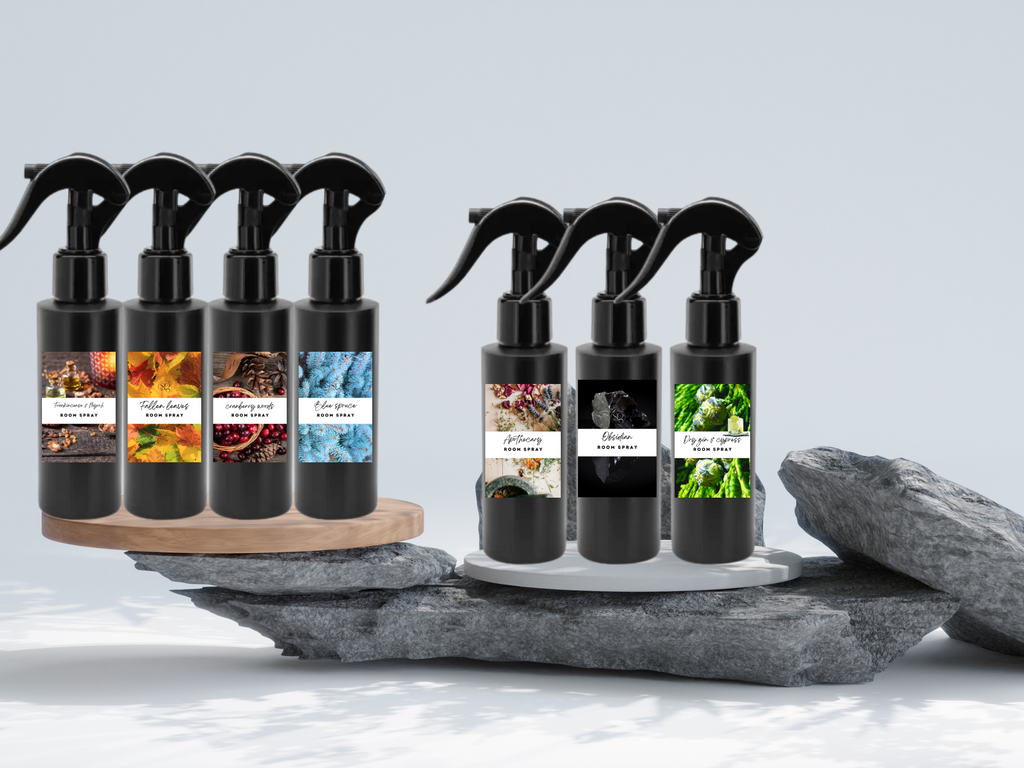 Masculine Room Spray Collection – Handcrafted Room & Linen Sprays with Bold, Sophisticated Scents Like Speakeasy, Obsidian, and Bergamot Eucalyptus
