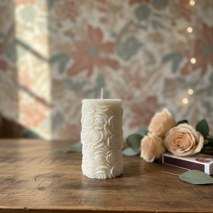 Botanical Rose Pillar Candle