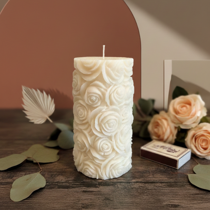 Botanical Rose Pillar Candle
