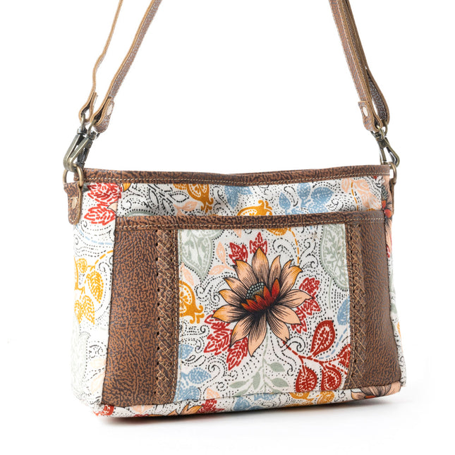 Myra MesaTrail Dahlia Floral Printed Canvas Sling Bag – Lightweight Casual Crossbody Bag for Women