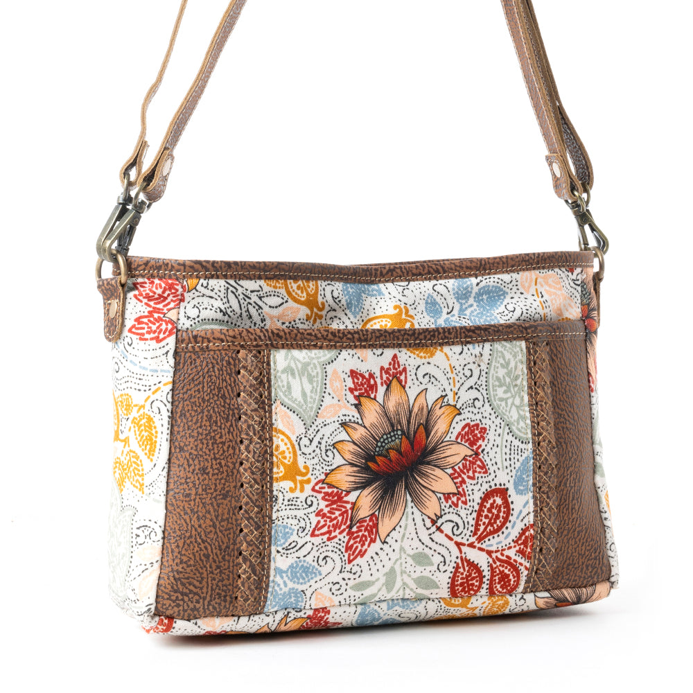 Myra MesaTrail Dahlia Floral Printed Canvas Sling Bag – Lightweight Casual Crossbody Bag for Women