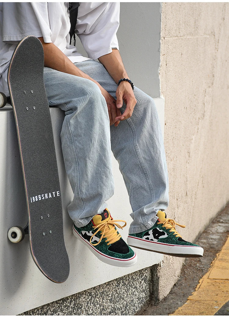 Joiints Green Mid-Top Skate Sneakers Stylish Vulcanized Casual Shoes for Teens