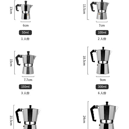 Mocha Coffee Pots Italian Aluminum Octagonal Pot Tea Maker Portable Coffee Maker