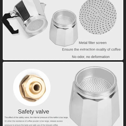 Mocha Coffee Pots Italian Aluminum Octagonal Pot Tea Maker Portable Coffee Maker