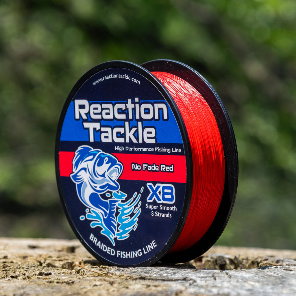 Reaction Tackle X8 Braided Fishing Line - NO FADE Red 8 Strand - NEW