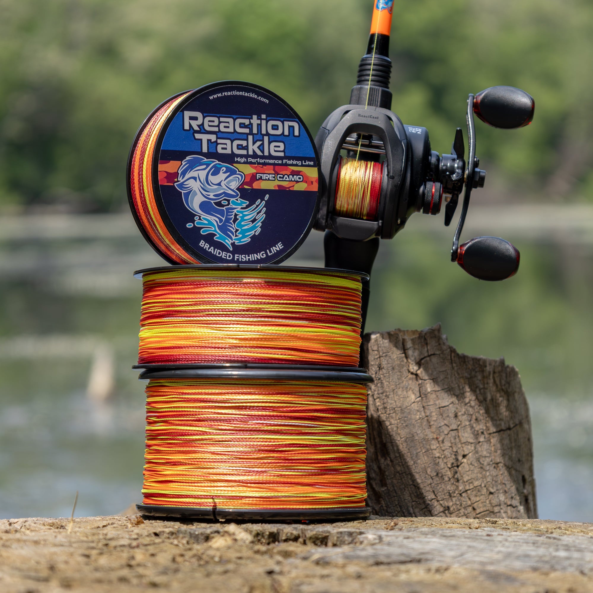 Reaction Tackle Braided Fishing Line - Fire Camo - NEW