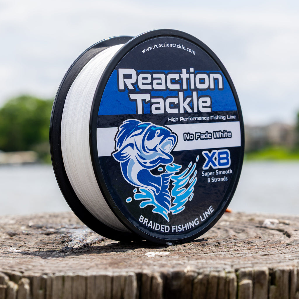 Reaction Tackle X8 Braided Fishing Line - NO FADE White 8 Strand - NEW