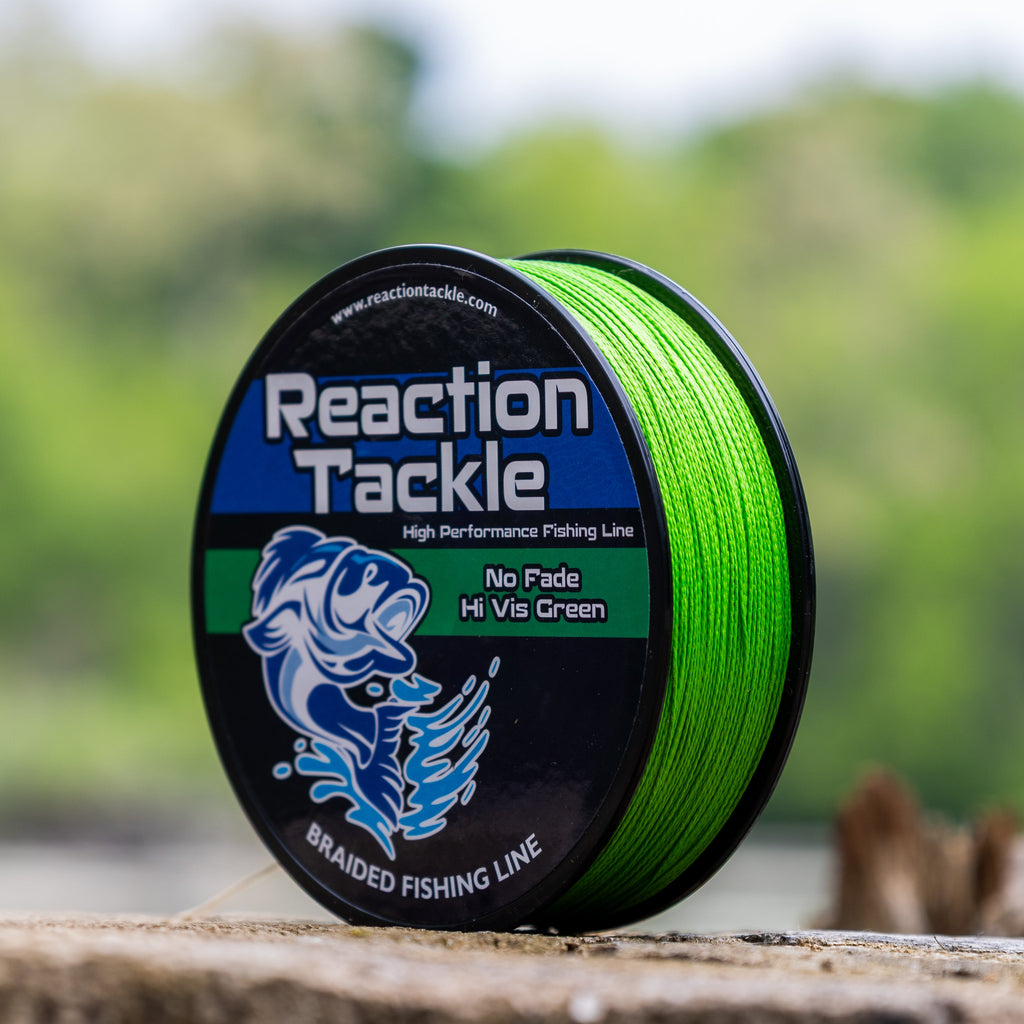 Reaction Tackle Braided Fishing Line - NO FADE Hi Vis Green - NEW