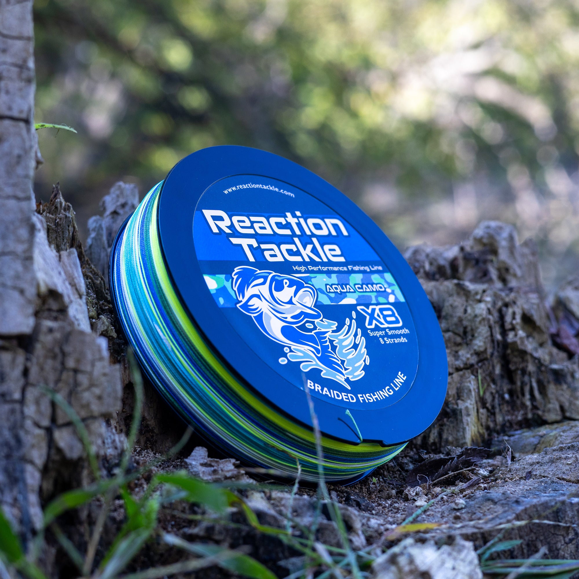 Reaction Tackle X8 Braided Fishing Line- Aqua Camo 8 Strand