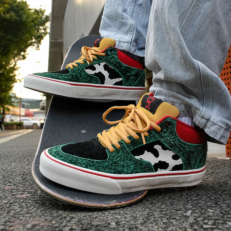 Joiints Green Mid-Top Skate Sneakers Stylish Vulcanized Casual Shoes for Teens