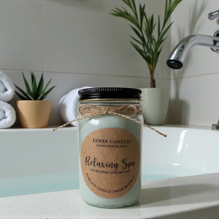 Relaxing Spa Eucalyptus and Mint Candle | Organic Soy Candle