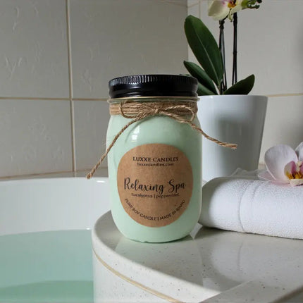 Relaxing Spa Eucalyptus and Mint Candle | Organic Soy Candle