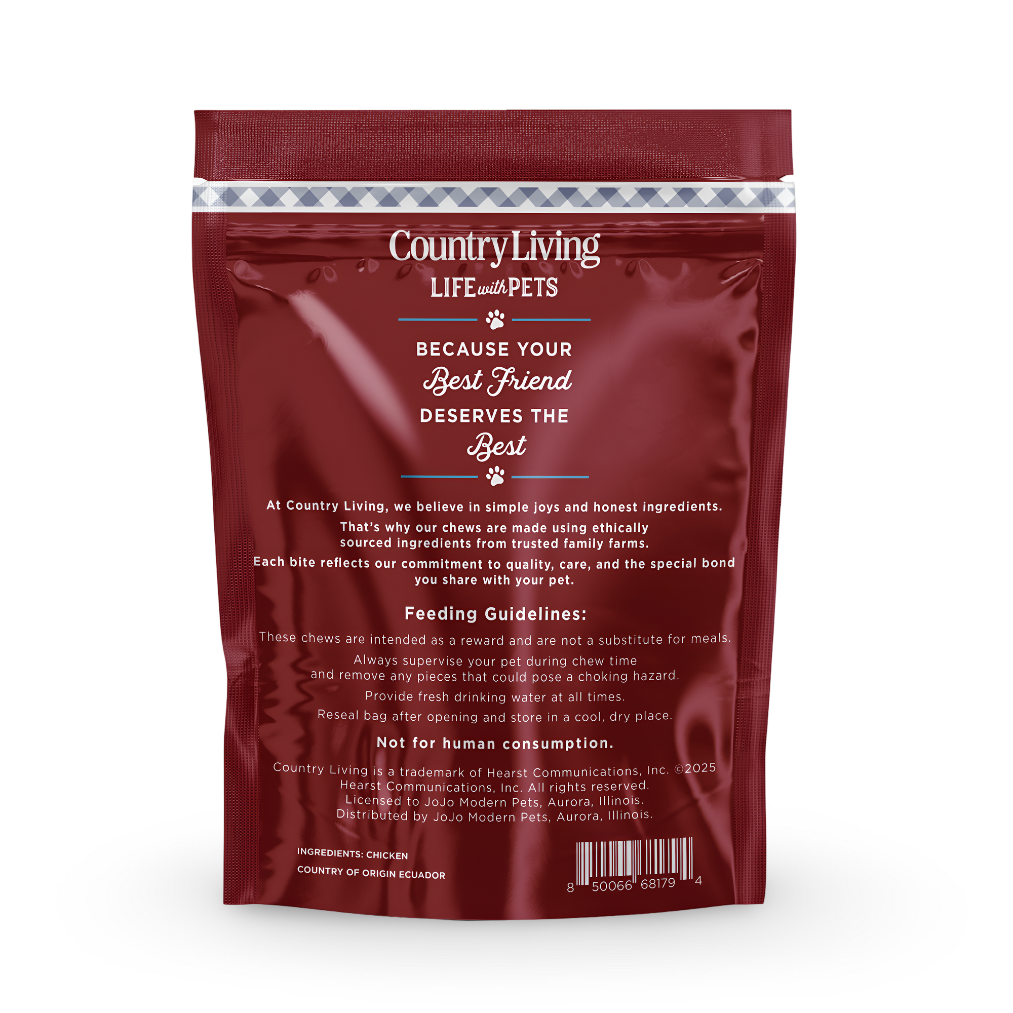 Country Living 4”-5” Beef Flavored Chicken Sausage Dog Treats – 15 Count Bag – Soft & Chewy, High-Protein Training & Reward Treats – Grain-Free, No Artificial Flavors or Preservatives