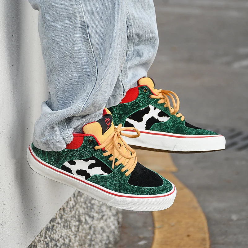 Joiints Green Mid-Top Skate Sneakers Stylish Vulcanized Casual Shoes for Teens