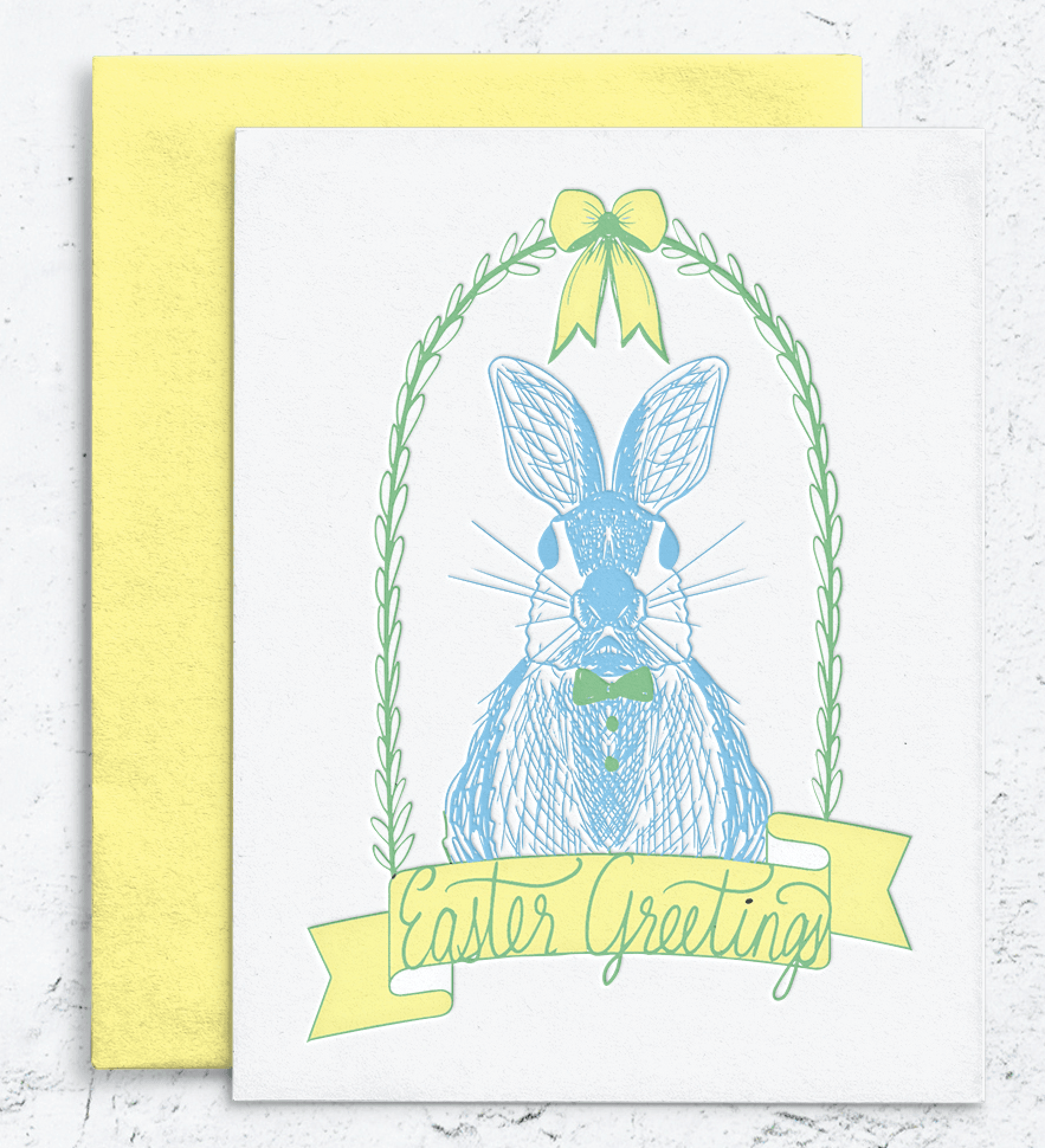 Easter Greetings Bunny Letterpress Card Box Set of 10