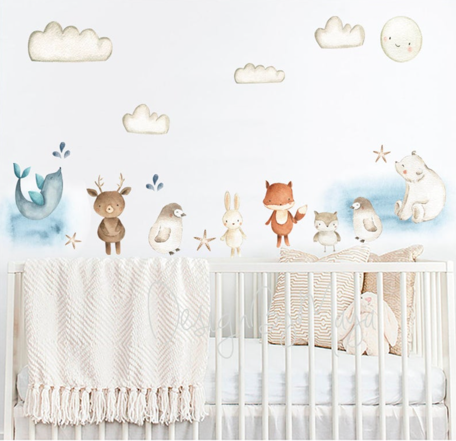 Arctic Animal Friends - Fabric Nursery Wall Art Decals