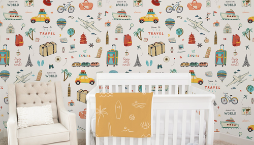 "Around The World" - Nursery Wall Decor Wallpapers