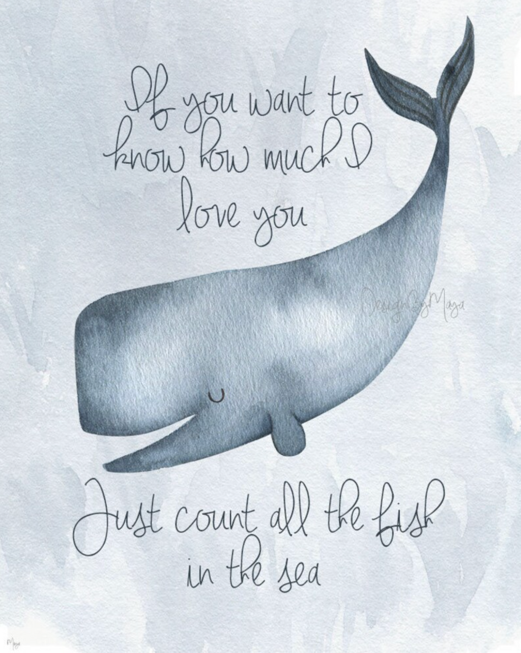 "Just Count All the Fish in the Sea" - Baby Ocean Whale Set - Luster Paper Nursery Wall Art Prints