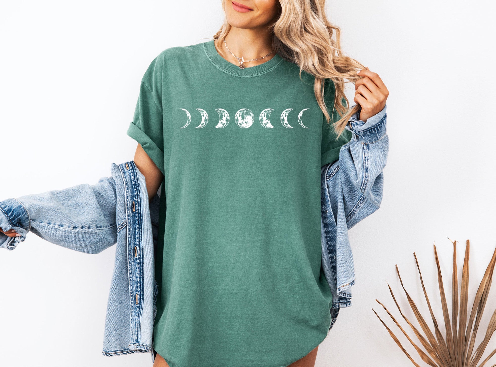 Moon Phase Nature Summer Vacation Camping Garment Dyed T Shirt