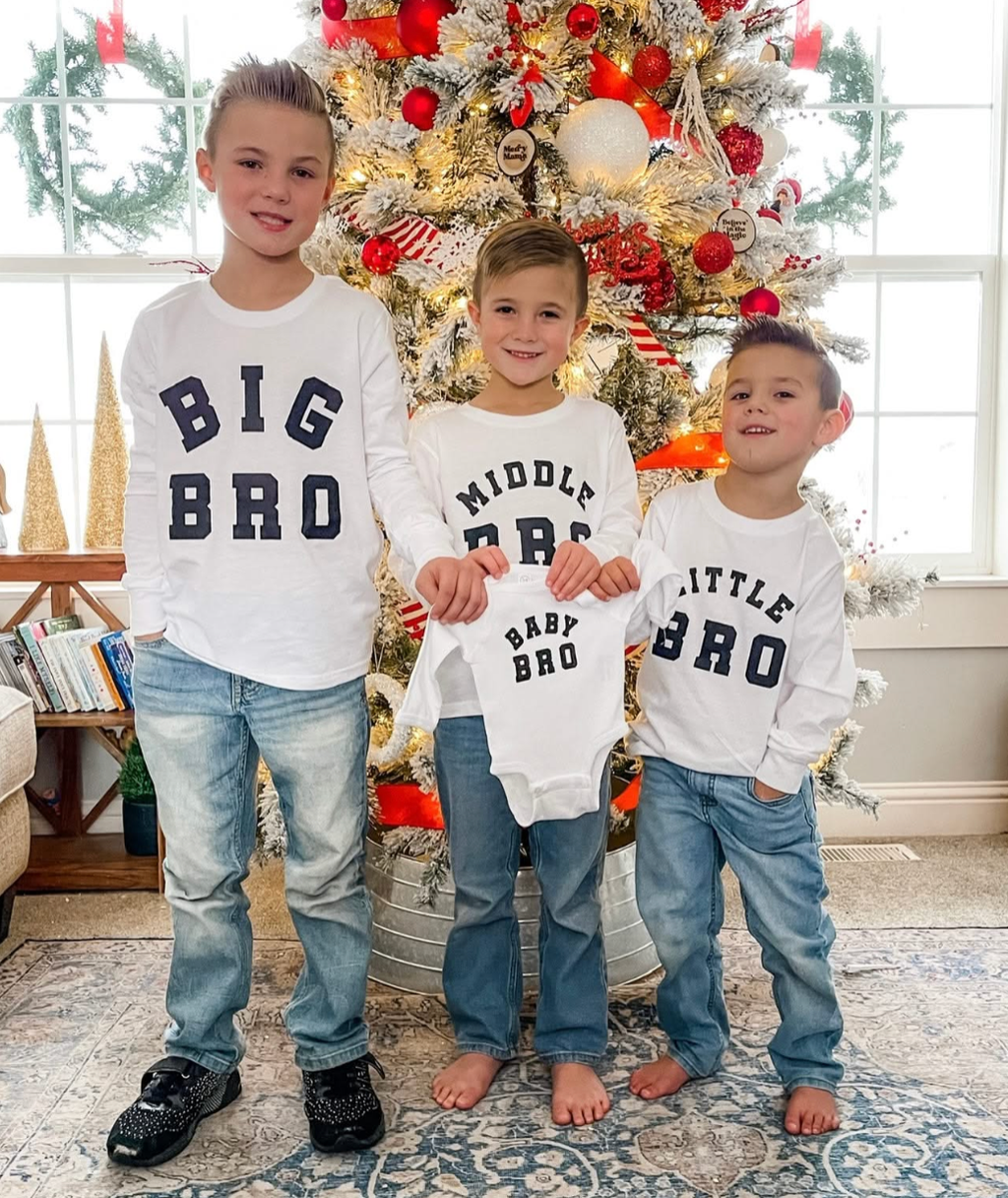 Varsity 'Bro' Sibling Tees - (Choose Your Role) - Child Long Sleeve Tee