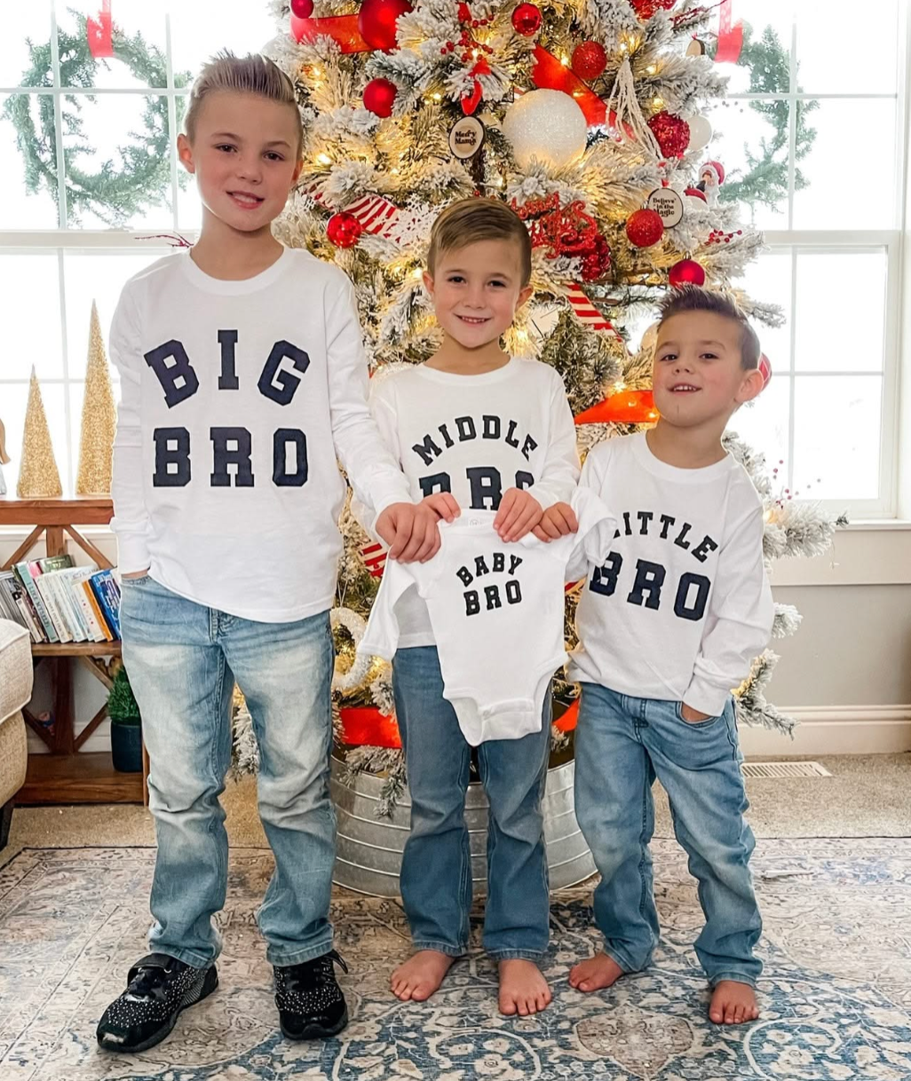Varsity 'Bro' Sibling Tees - (Choose Your Role) - Child Long Sleeve Tee