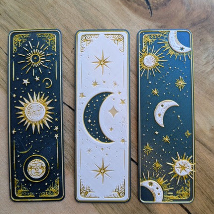Celestial 3D Printed Moon & Sun Boho Bookmarks | Starry Night & Radiant Sun Designs | Handmade Bookmark Art