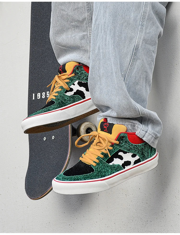 Joiints Green Mid-Top Skate Sneakers Stylish Vulcanized Casual Shoes for Teens