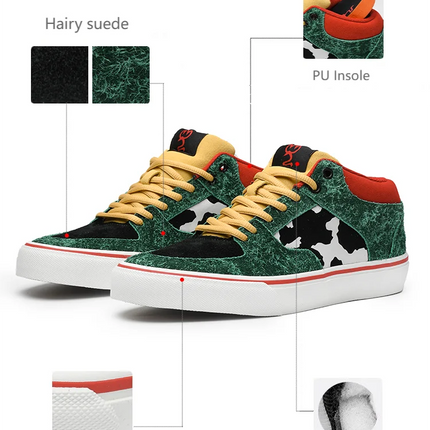 Joiints Green Mid-Top Skate Sneakers Stylish Vulcanized Casual Shoes for Teens