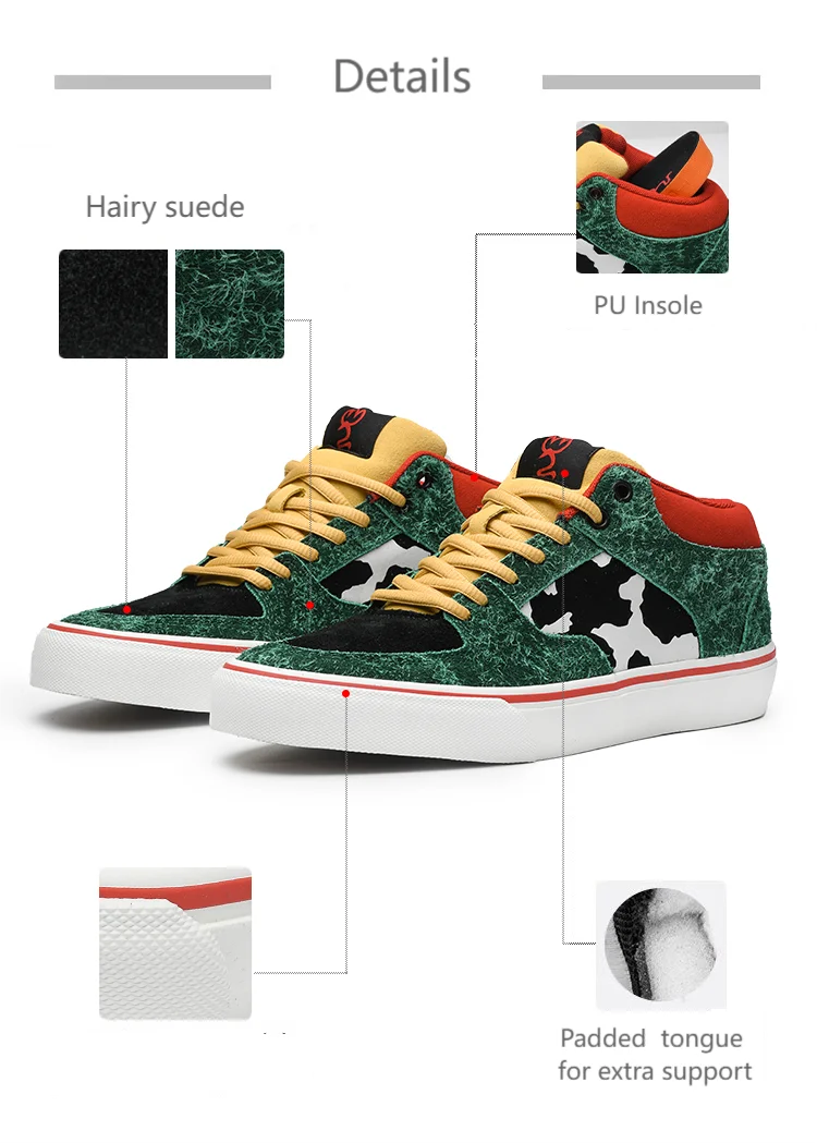 Joiints Green Mid-Top Skate Sneakers Stylish Vulcanized Casual Shoes for Teens