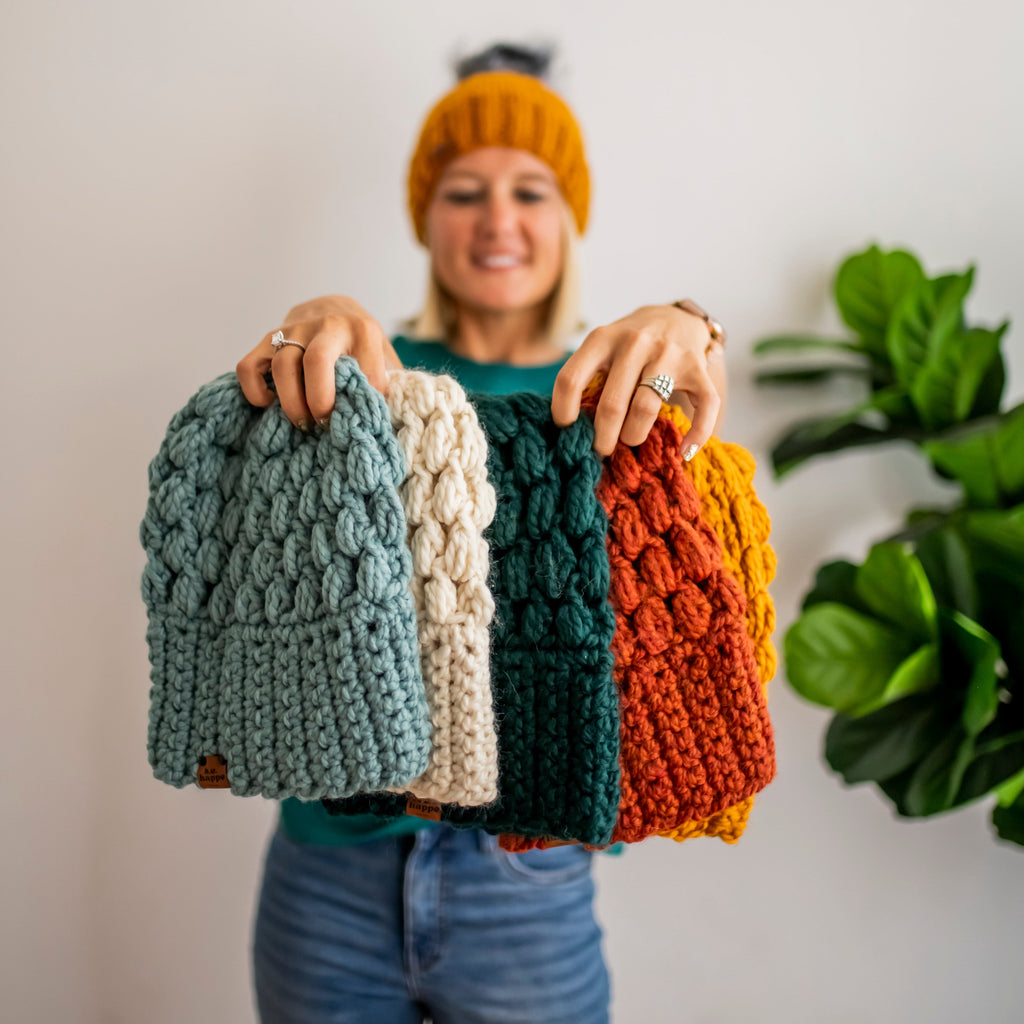 Crochet Slouch Hat | Succulent Blue Slouchy Beanie