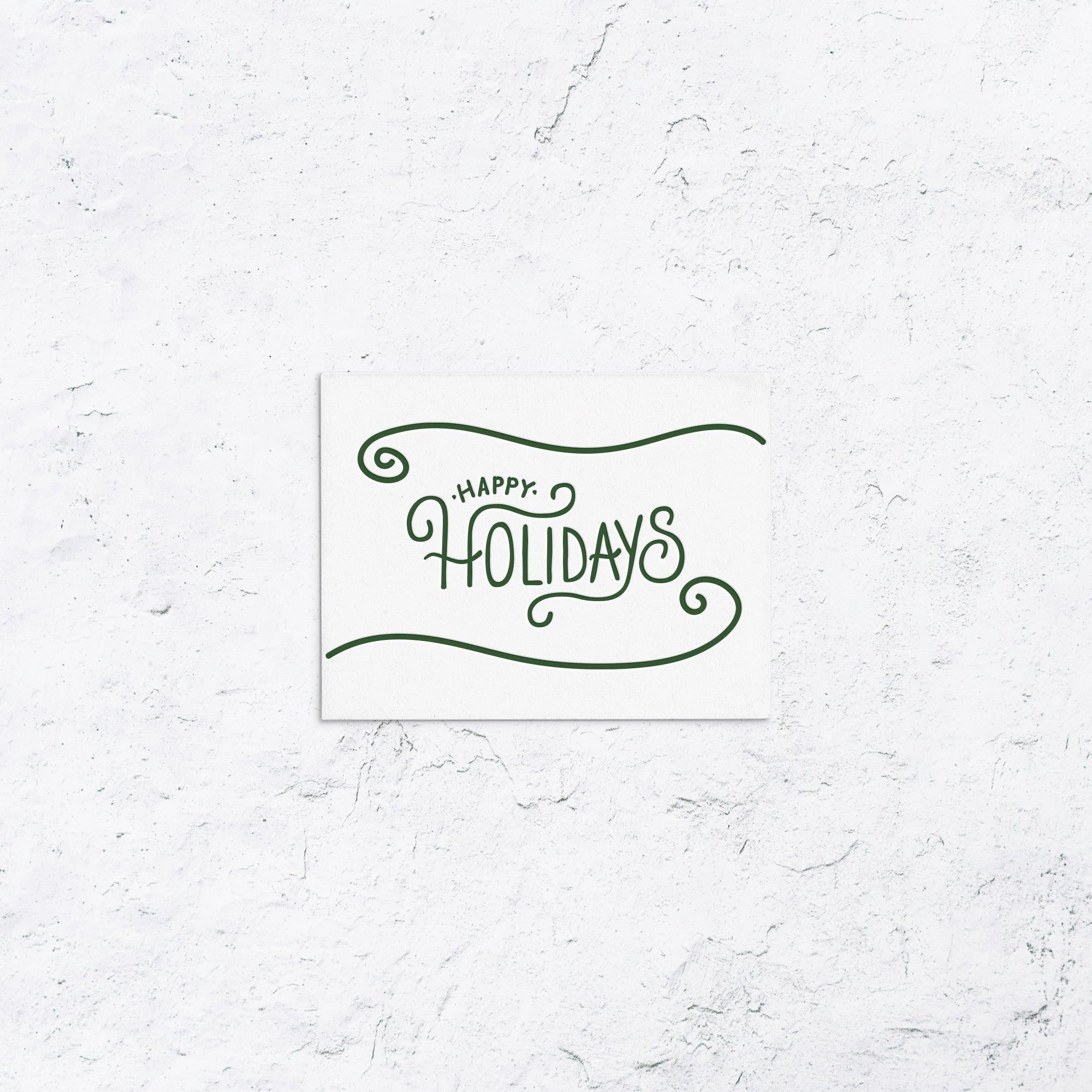 Happy Holidays Swirl Letterpress Box Set of 10