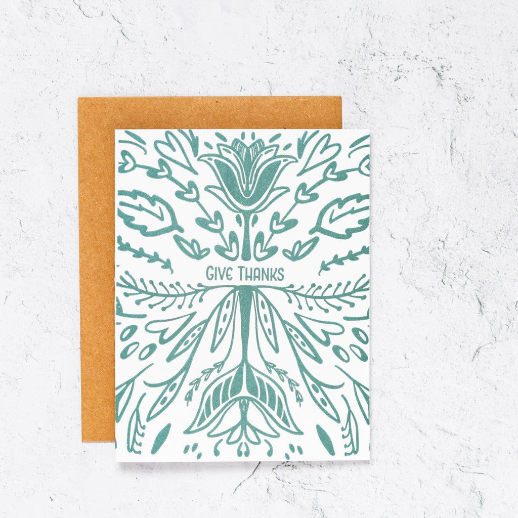 Give Thanks Floral Symmetry Card Box Set of 10