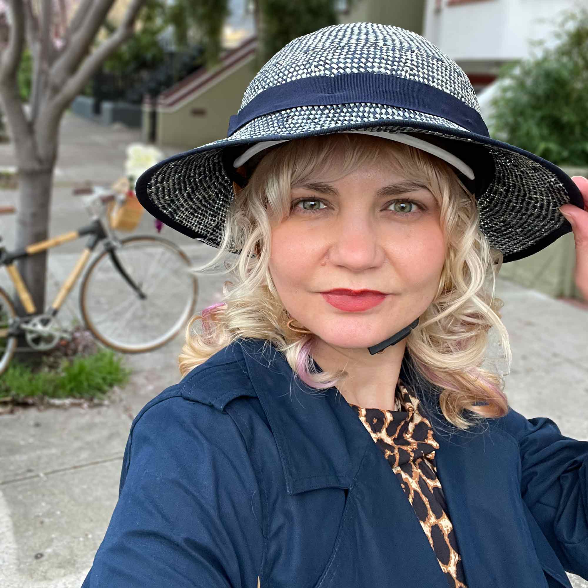 Straw Hat Helmet COVER ONLY Shibori Blue