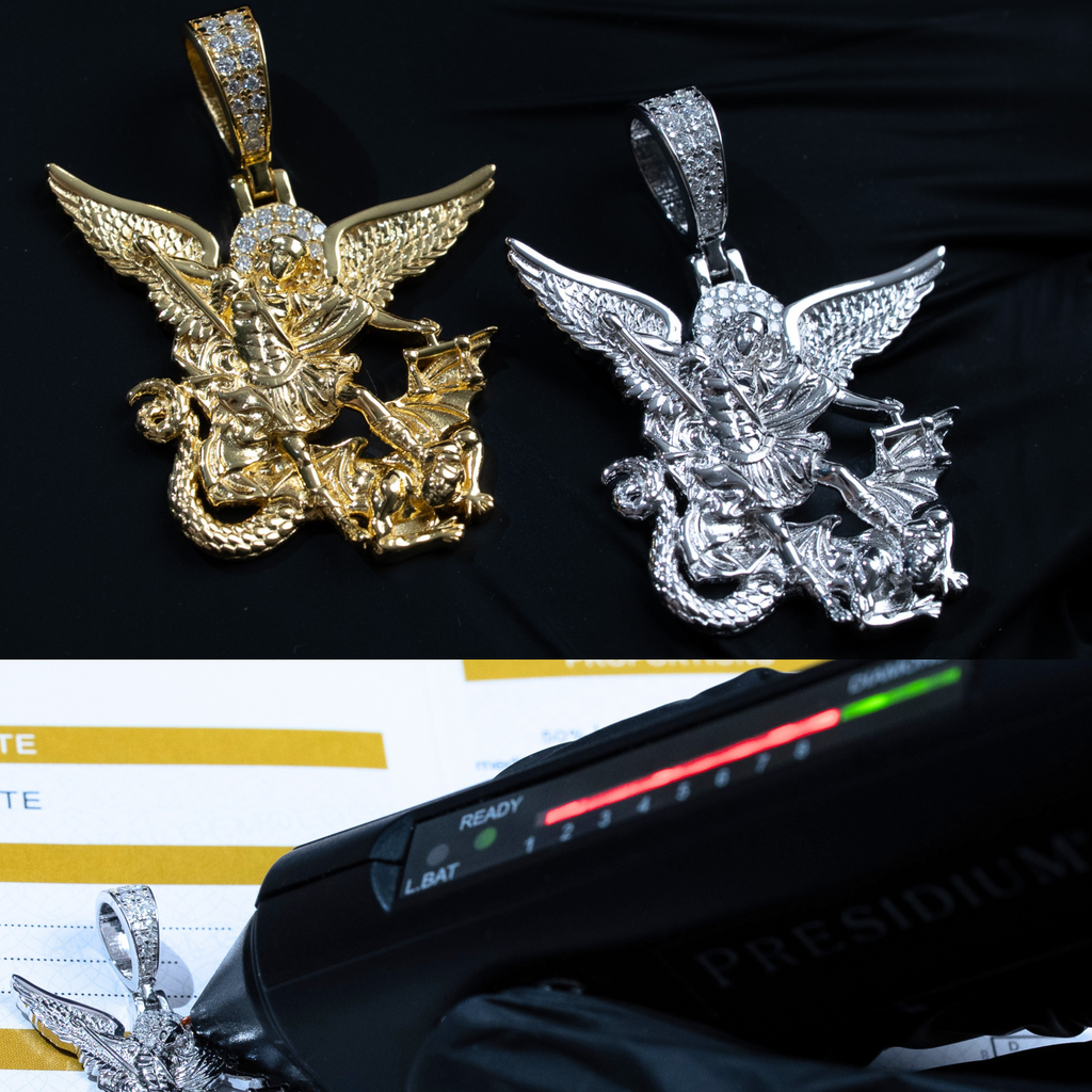 Moissanite St. Michael The Archangel Pendant 925 Sterling Silver