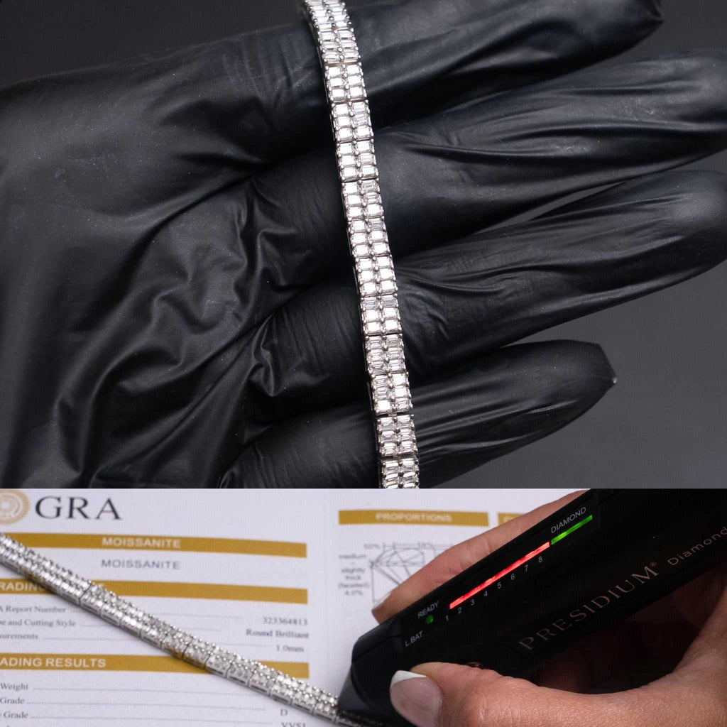 Baguette Moissanite Square Tennis Bracelet Solid 925 Sterling Silver
