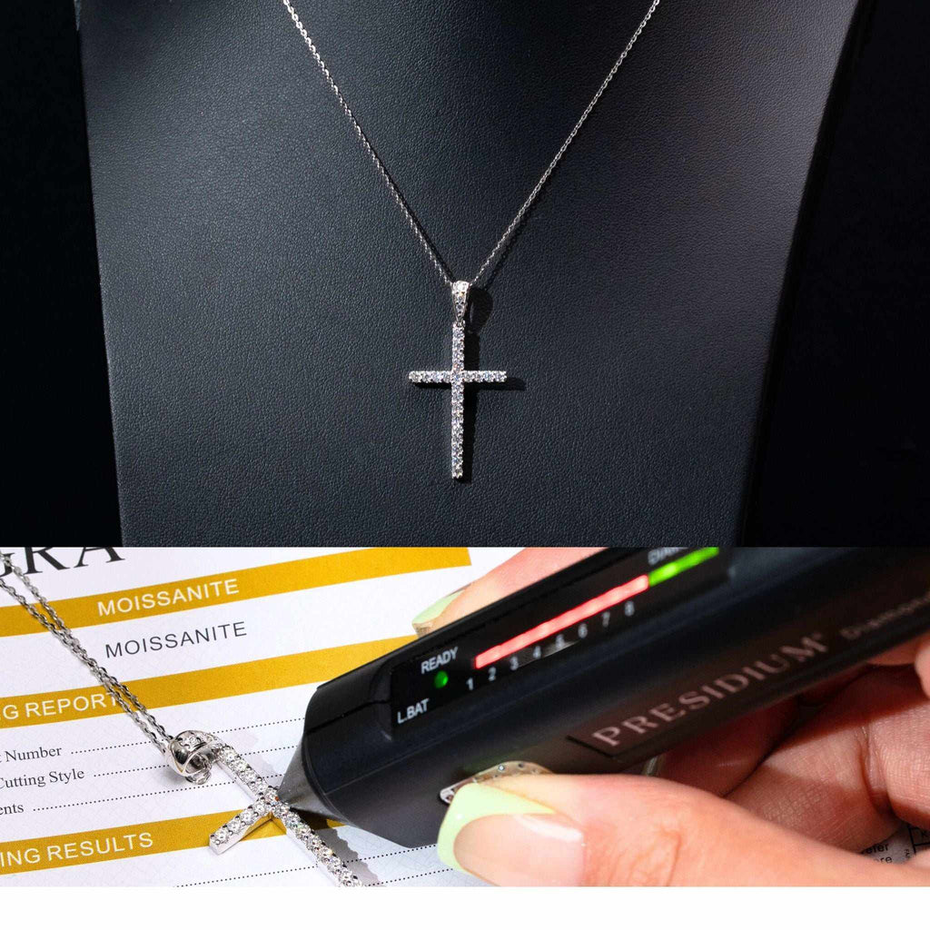 Moissanite Cross Necklace for Women – 925 Sterling Silver