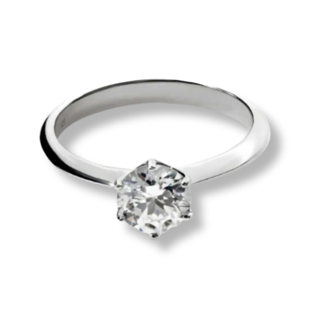 Moissanite 0.5-2 TCW Solitaire Engagement Ring - 925 Sterling Silver