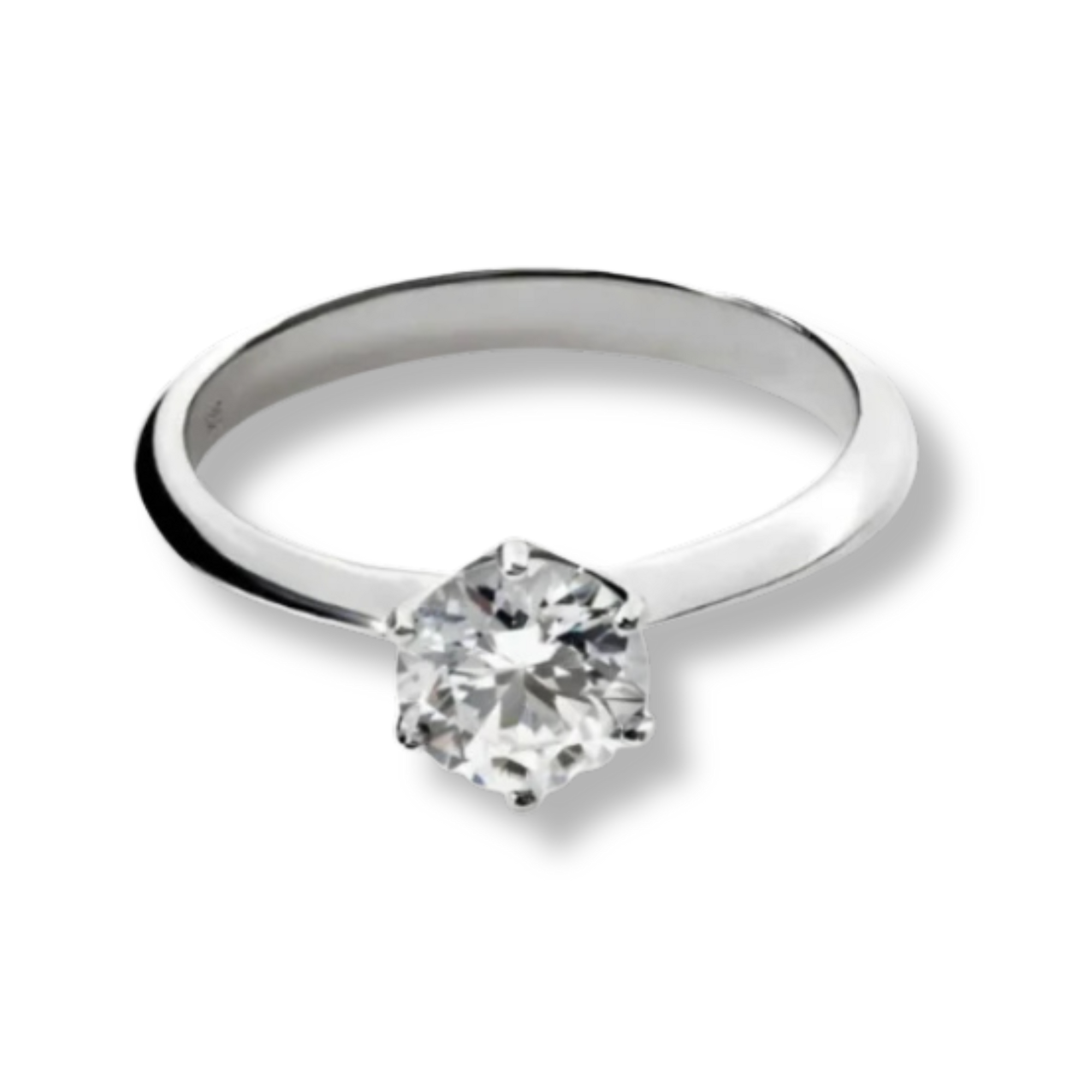 Moissanite 0.5-2 TCW Solitaire Engagement Ring - 925 Sterling Silver