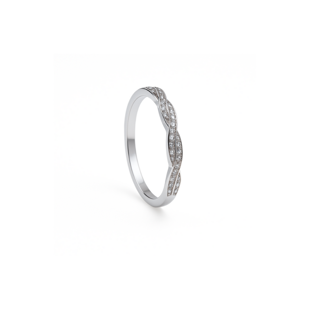 925 Sterling Silver Moissanite Twist Stackable Women Band