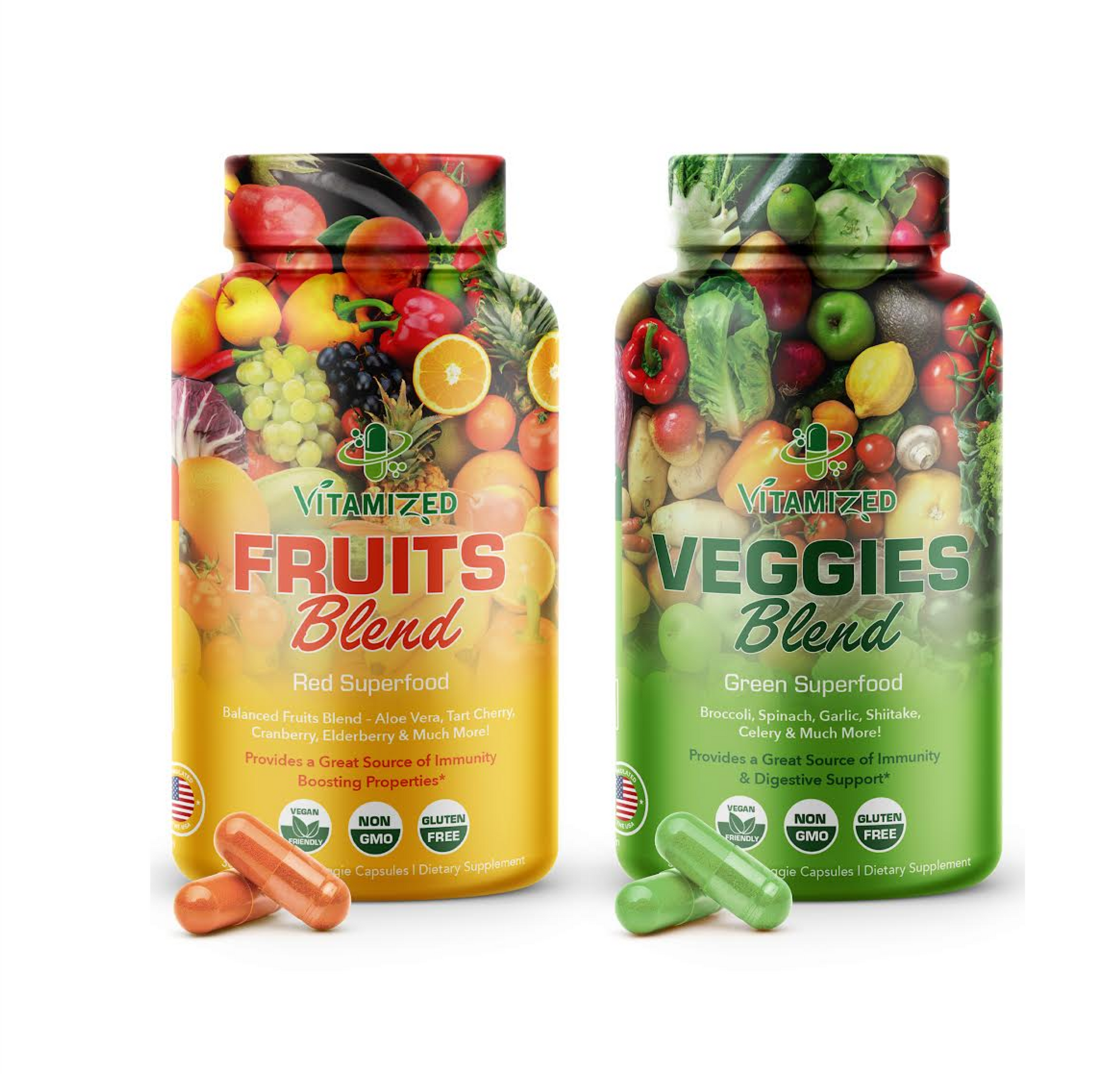 Superfood Fruits and Veggie Capsules - Overall Health and Energy - For Men and Women