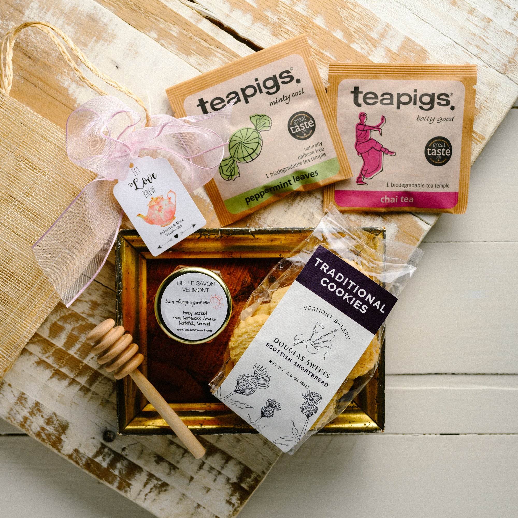 Tea Party Favor-Shortbread/Macaron and Honey-Wedding-Bridal Shower-Baby Shower-Belle Savon Vermont