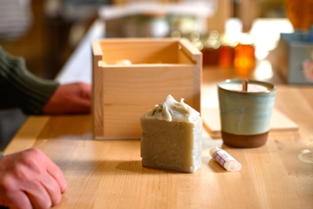 Vermont Handmade Gift Set, Pottery Candle, Artisan Soap and Lip Balm in Wooden Box-Brida l Party-Hostess Gift