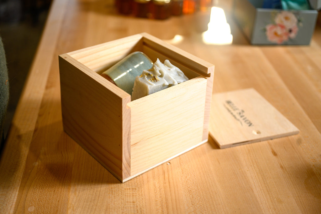 Vermont Handmade Gift Set, Pottery Candle, Artisan Soap and Lip Balm in Wooden Box-Brida l Party-Hostess Gift