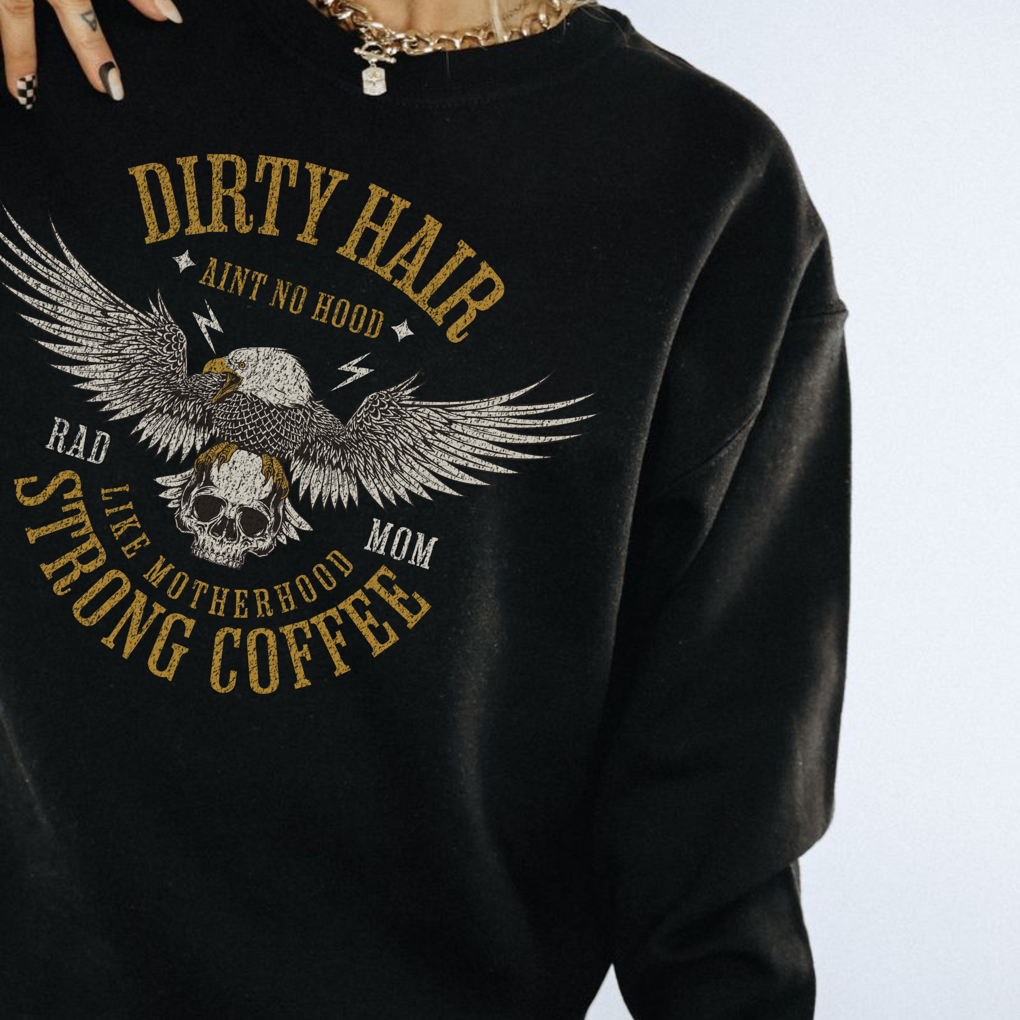 Motherhood And Strong Coffee Crewneck Sweatshirt