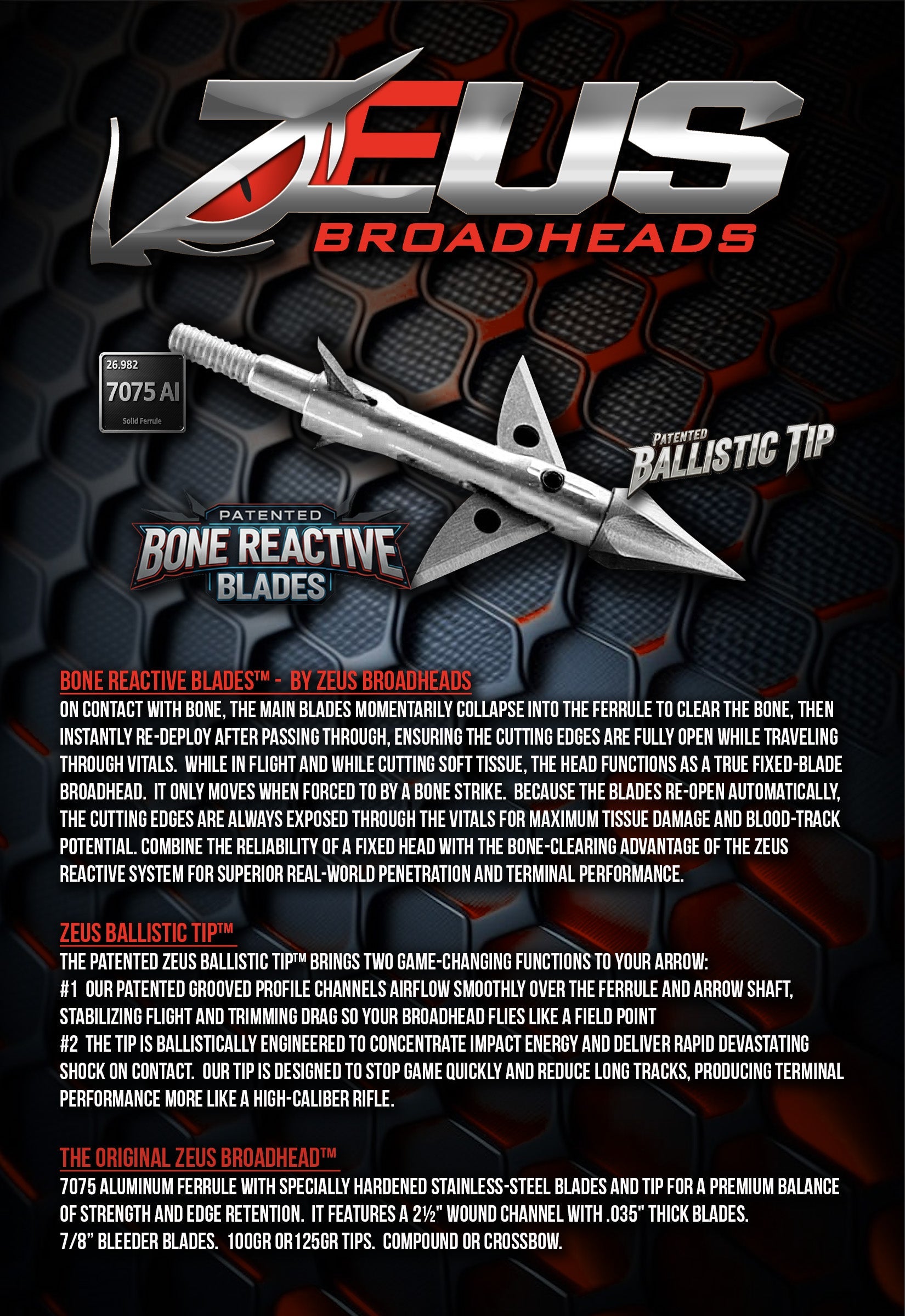 ZEUS 125 GRAIN BROADHEADS (3 PACK)