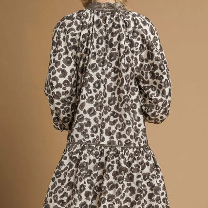 Umgee Leopard Print Tiered Mini Dress