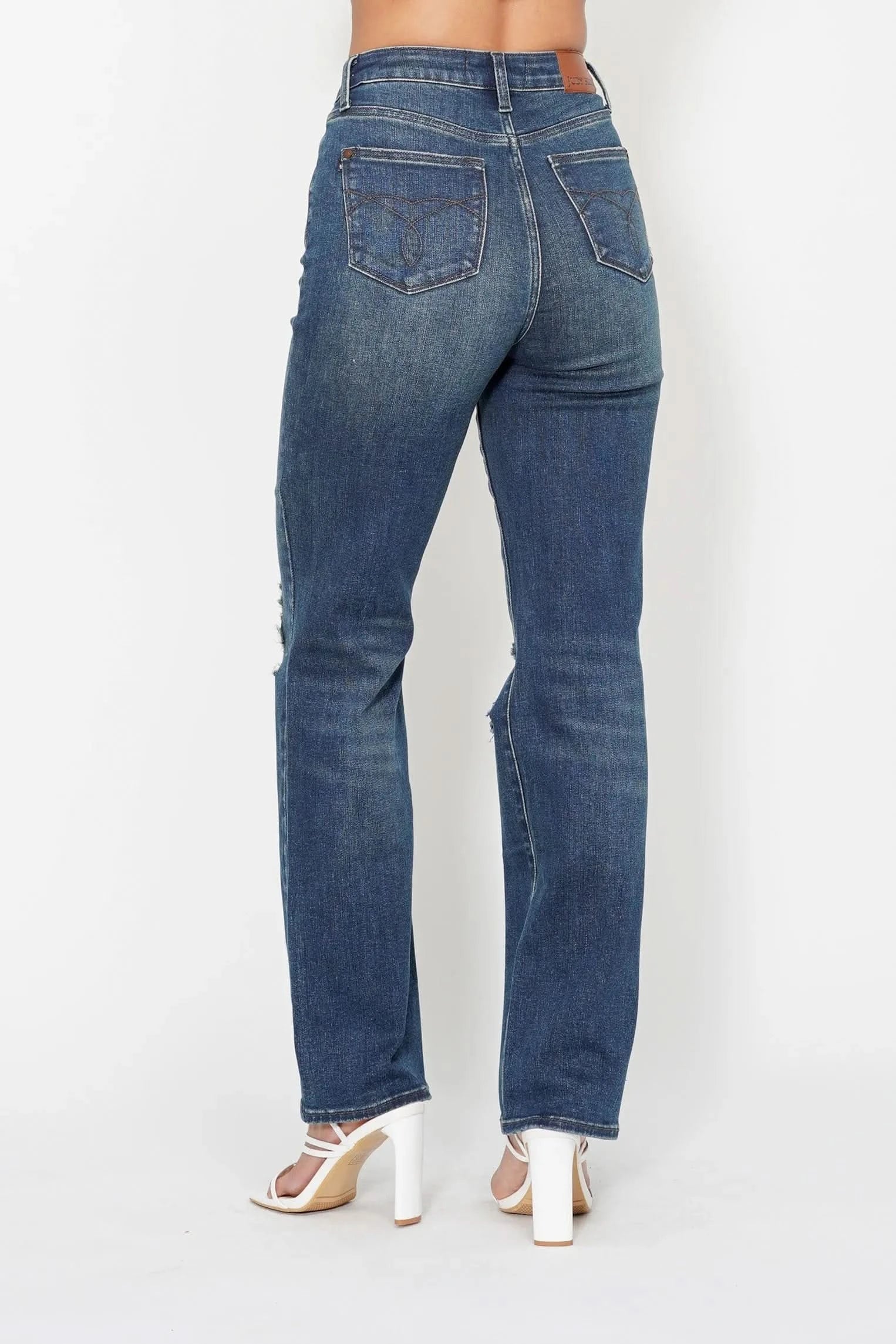 Judy Blue Full Size Hw Ripped Knee Dad Jeans